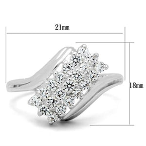 SS038 - Silver 925 Sterling Silver Ring with AAA Grade CZ  in Clear