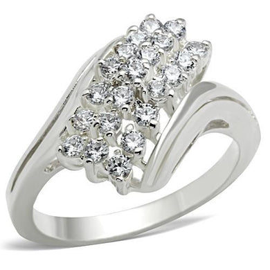 SS038 - Silver 925 Sterling Silver Ring with AAA Grade CZ  in Clear