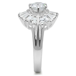 SS039 - Silver 925 Sterling Silver Ring with AAA Grade CZ  in Clear