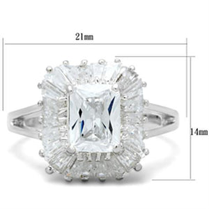 SS040 - Silver 925 Sterling Silver Ring with AAA Grade CZ  in Clear