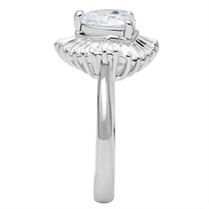 SS041 - Silver 925 Sterling Silver Ring with AAA Grade CZ  in Clear