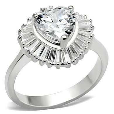 SS041 - Silver 925 Sterling Silver Ring with AAA Grade CZ  in Clear