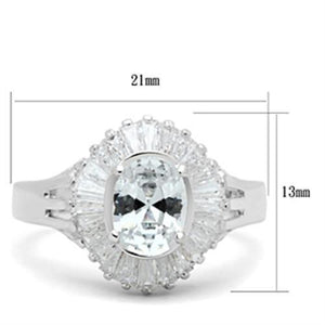 SS042 - Silver 925 Sterling Silver Ring with AAA Grade CZ  in Clear