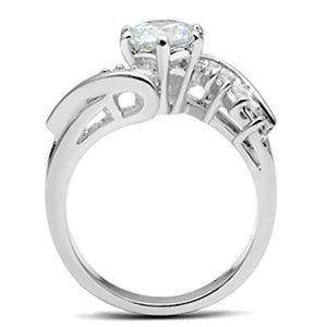 SS043 - Silver 925 Sterling Silver Ring with AAA Grade CZ  in Clear