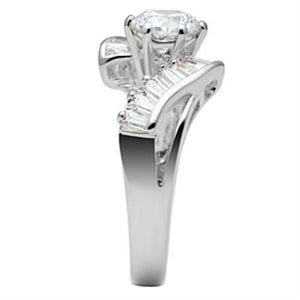 SS043 - Silver 925 Sterling Silver Ring with AAA Grade CZ  in Clear