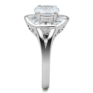 SS046 - Silver 925 Sterling Silver Ring with AAA Grade CZ  in Clear