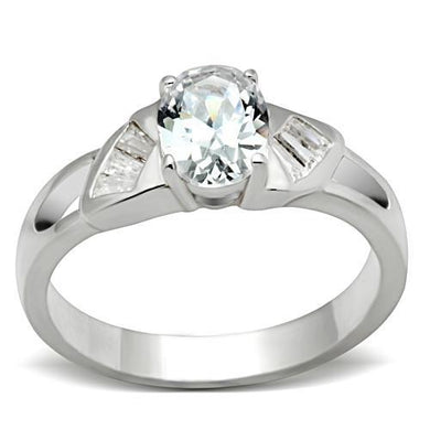 SS048 - Silver 925 Sterling Silver Ring with AAA Grade CZ  in Clear