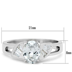 SS048 - Silver 925 Sterling Silver Ring with AAA Grade CZ  in Clear