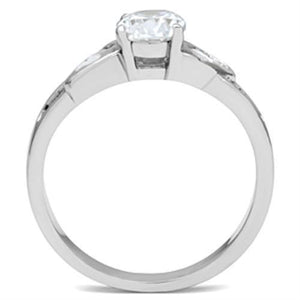 SS048 - Silver 925 Sterling Silver Ring with AAA Grade CZ  in Clear