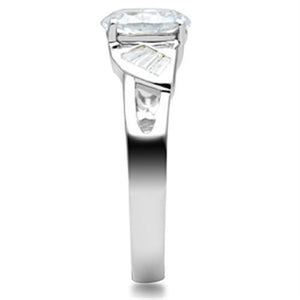 SS048 - Silver 925 Sterling Silver Ring with AAA Grade CZ  in Clear