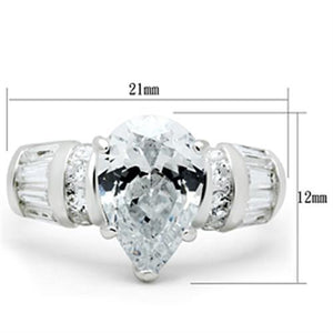 SS049 - Silver 925 Sterling Silver Ring with AAA Grade CZ  in Clear