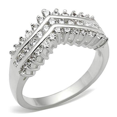 SS051 - Silver 925 Sterling Silver Ring with AAA Grade CZ  in Clear