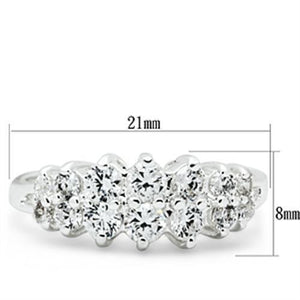 SS056 - Silver 925 Sterling Silver Ring with AAA Grade CZ  in Clear