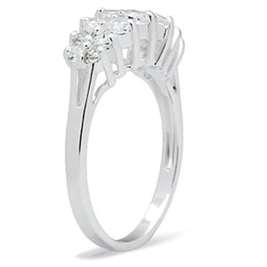 SS056 - Silver 925 Sterling Silver Ring with AAA Grade CZ  in Clear