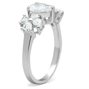 SS057 - Silver 925 Sterling Silver Ring with AAA Grade CZ  in Clear