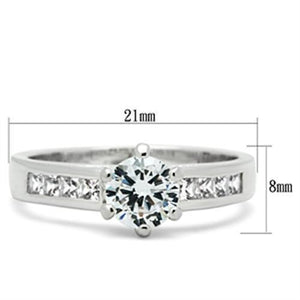 SS058 - Silver 925 Sterling Silver Ring with AAA Grade CZ  in Clear