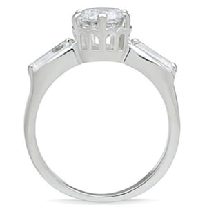 SS060 - Silver 925 Sterling Silver Ring with AAA Grade CZ  in Clear