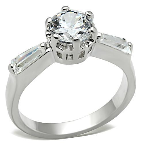 SS060 - Silver 925 Sterling Silver Ring with AAA Grade CZ  in Clear