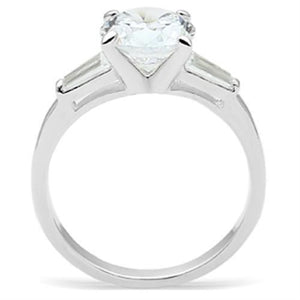 SS061 - Silver 925 Sterling Silver Ring with AAA Grade CZ  in Clear