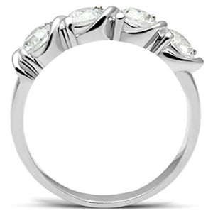 SS063 - Silver 925 Sterling Silver Ring with AAA Grade CZ  in Clear