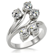 Load image into Gallery viewer, TK001 - High polished (no plating) Stainless Steel Ring with AAA Grade CZ  in Clear