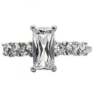 TK002 - High polished (no plating) Stainless Steel Ring with AAA Grade CZ  in Clear