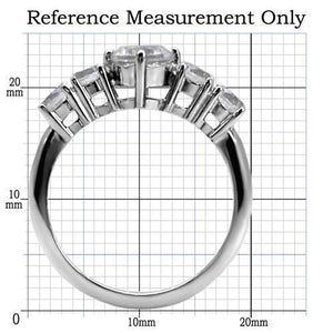 TK003 - High polished (no plating) Stainless Steel Ring with AAA Grade CZ  in Clear