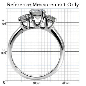 TK004 - High polished (no plating) Stainless Steel Ring with AAA Grade CZ  in Clear