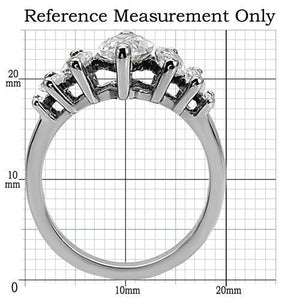 TK006 - High polished (no plating) Stainless Steel Ring with AAA Grade CZ  in Clear