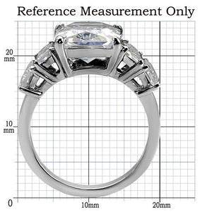 TK007 - High polished (no plating) Stainless Steel Ring with AAA Grade CZ  in Clear