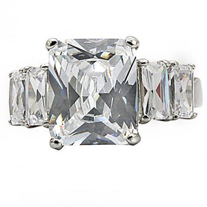 TK007 - High polished (no plating) Stainless Steel Ring with AAA Grade CZ  in Clear