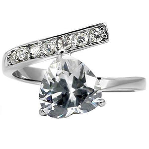 TK009 - High-Polished Stainless Steel Ring with AAA Grade CZ  in Clear