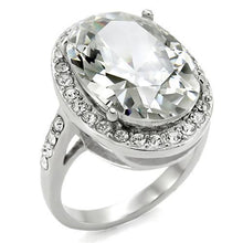 Load image into Gallery viewer, TK010- High polished (no plating) Stainless Steel Ring with AAA Grade CZ  in Clear