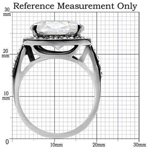 TK010- High polished (no plating) Stainless Steel Ring with AAA Grade CZ  in Clear