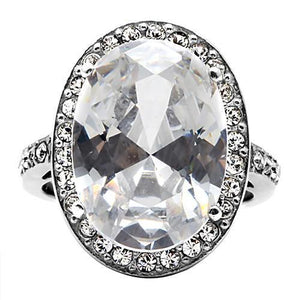 TK010- High polished (no plating) Stainless Steel Ring with AAA Grade CZ  in Clear