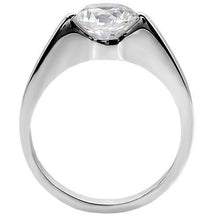 Load image into Gallery viewer, TK012 - High polished (no plating) Stainless Steel Ring with AAA Grade CZ  in Clear