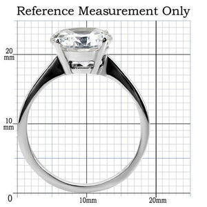 TK013 - High polished (no plating) Stainless Steel Ring with AAA Grade CZ  in Clear