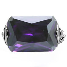 Load image into Gallery viewer, TK015 - High polished (no plating) Stainless Steel Ring with AAA Grade CZ  in Amethyst