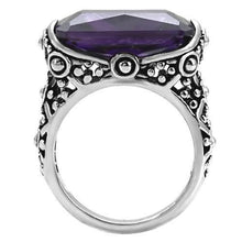 Load image into Gallery viewer, TK015 - High polished (no plating) Stainless Steel Ring with AAA Grade CZ  in Amethyst