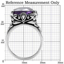 Load image into Gallery viewer, TK016 - High polished (no plating) Stainless Steel Ring with AAA Grade CZ  in Amethyst