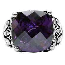 Load image into Gallery viewer, TK016 - High polished (no plating) Stainless Steel Ring with AAA Grade CZ  in Amethyst