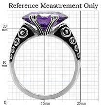 Load image into Gallery viewer, TK017 - High polished (no plating) Stainless Steel Ring with AAA Grade CZ  in Amethyst