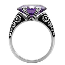 Load image into Gallery viewer, TK017 - High polished (no plating) Stainless Steel Ring with AAA Grade CZ  in Amethyst