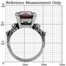 Load image into Gallery viewer, TK018 - High polished (no plating) Stainless Steel Ring with AAA Grade CZ  in Garnet