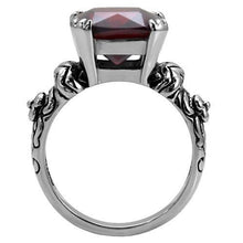 Load image into Gallery viewer, TK018 - High polished (no plating) Stainless Steel Ring with AAA Grade CZ  in Garnet