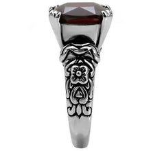 Load image into Gallery viewer, TK018 - High polished (no plating) Stainless Steel Ring with AAA Grade CZ  in Garnet