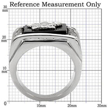 Load image into Gallery viewer, TK02221 - High polished (no plating) Stainless Steel Ring with Semi-Precious Agate in Jet