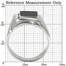 Load image into Gallery viewer, TK02225 - High polished (no plating) Stainless Steel Ring with Semi-Precious Agate in Jet