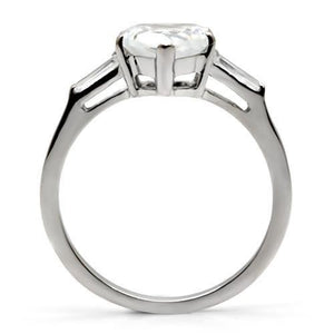 TK027 - High polished (no plating) Stainless Steel Ring with AAA Grade CZ  in Clear