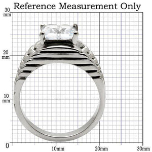 TK028 - High polished (no plating) Stainless Steel Ring with AAA Grade CZ  in Clear